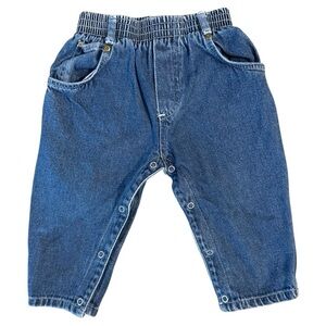 Vintage Fun Duds Baby Jeans 18M Blue Denim Snap Leg Overalls Pants 100% Cotton